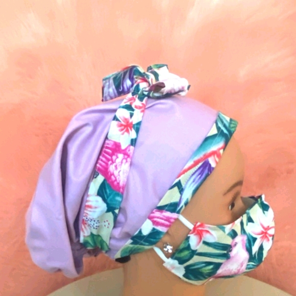 Reversible Scrub Cap and Mask - Picture 3 of 5